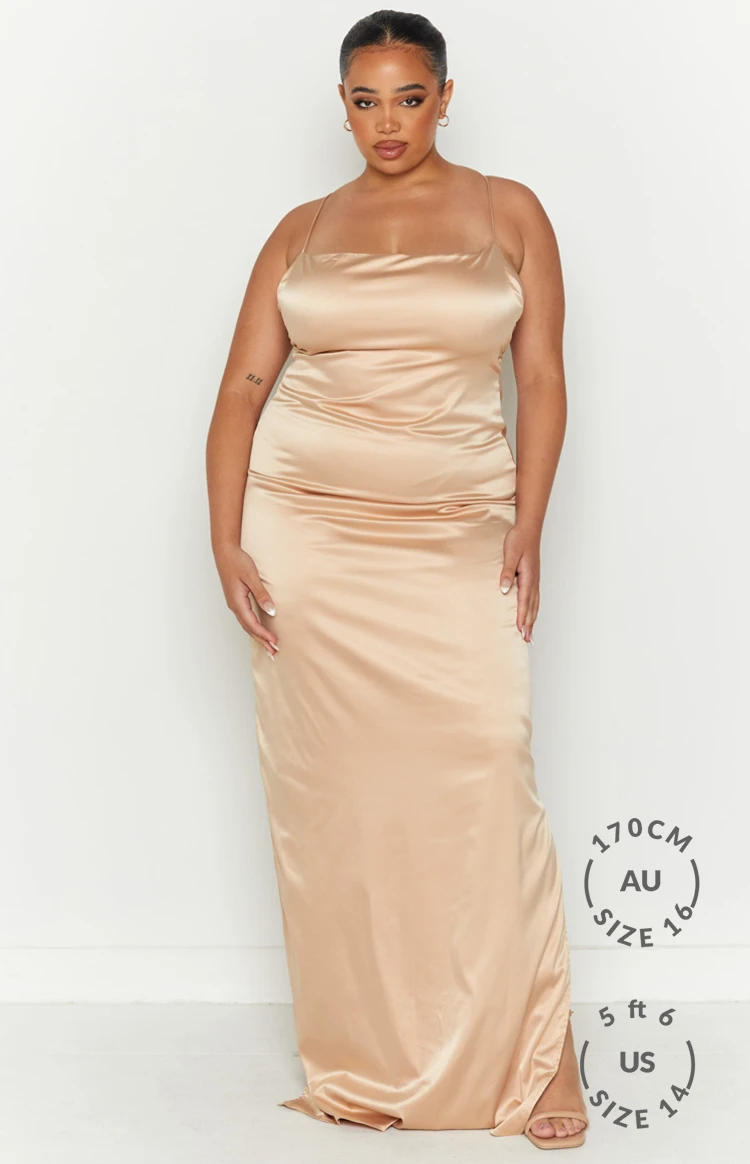 Manhattan Slip Formal Dress Champagne - Image 13