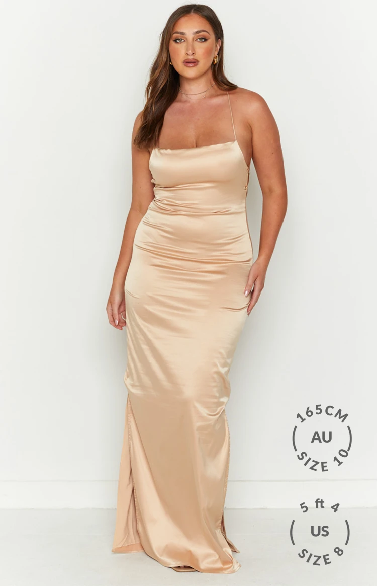 Manhattan Slip Formal Dress Champagne - Image 11