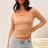 Beginning Boutique Maren Beige Chain Jumper