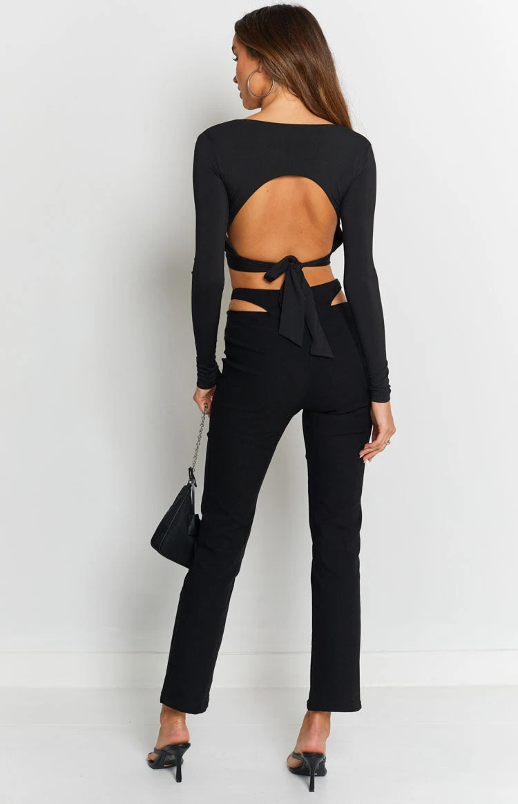 Beginning Boutique Margherita Hip Cut Out Pants Black - Image 6