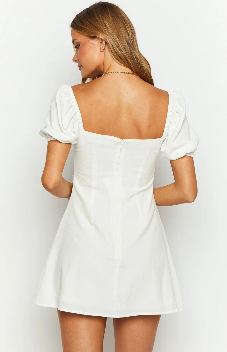 Maysen White Cap Sleeve Mini Dress - Image 4