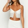 McKay White Tie Up Crop Top