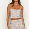 Milliana Painted Floral Pink Mini Skirt