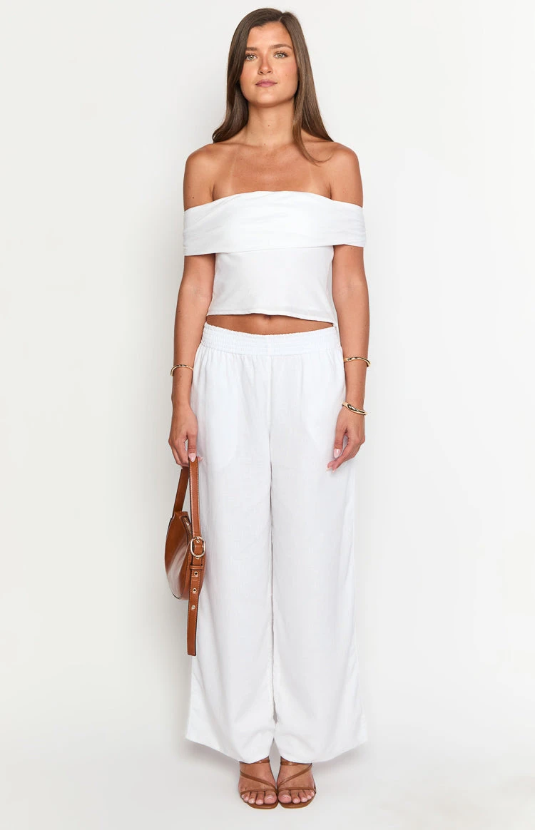 Moana White Linen Blend Pants - Image 2