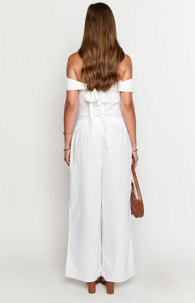 Moana White Linen Blend Pants - Image 4