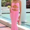 Monty Pink Strapless Maxi Dress