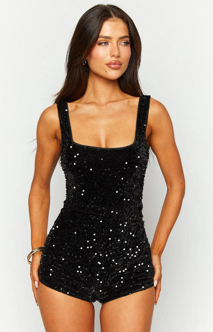 Morgan Black Sequin Playsuit - Image 3