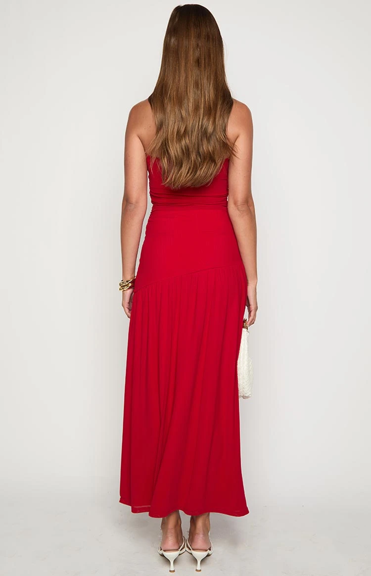 Morrigan Red Strapless Maxi Dress - Image 5