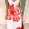 Kaden White Floral Print Maxi Dress