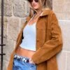 Suki Tan Suede Oversized Jacket