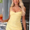 Marbelle Yellow Satin Mini Dress