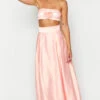 Nakiyah Pink Satin High Waisted Maxi Skirt