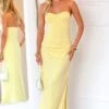 Nikki Yellow Sequin Strapless Maxi Dress