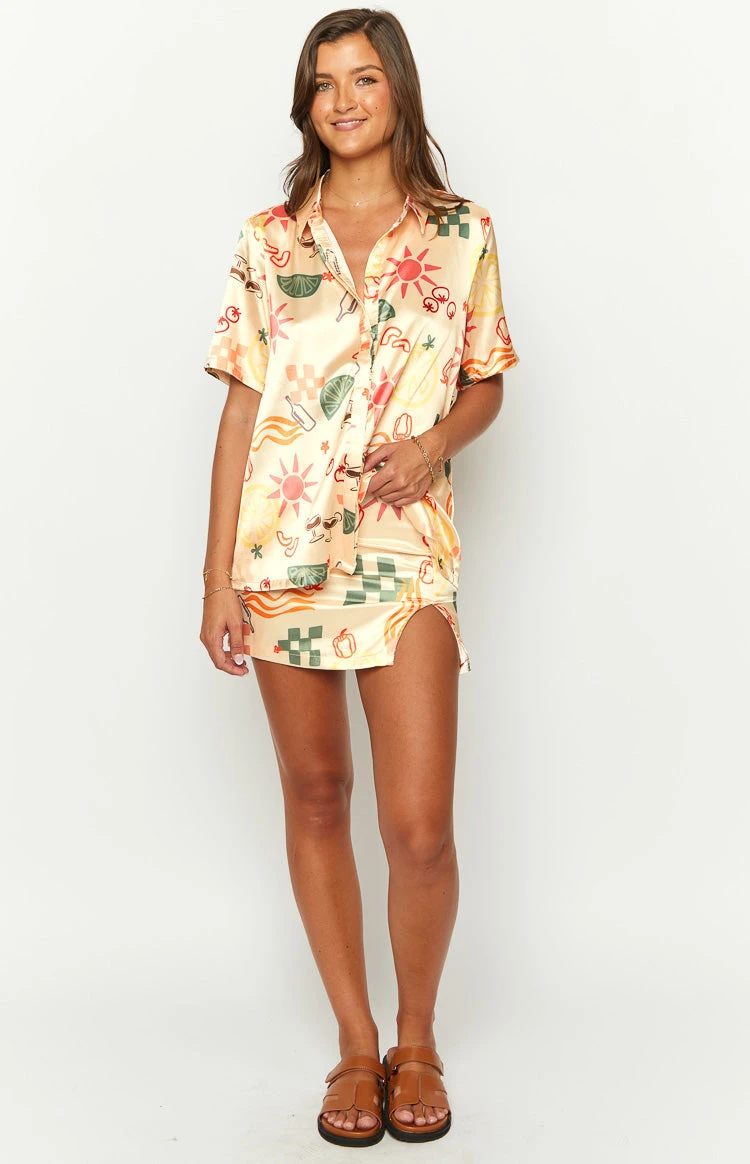 Noir Golden Escape Yellow Print MIni Skirt - Image 2