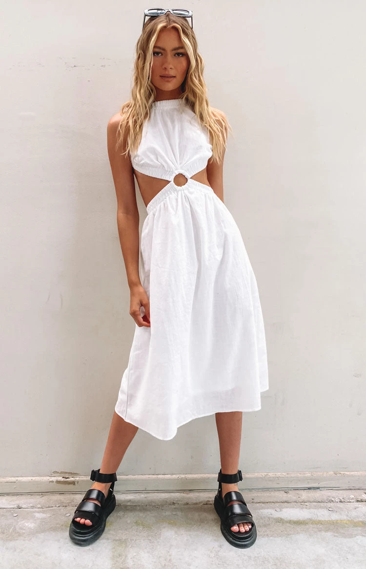 Beginning Boutique Odessa Backless Midi Dress White - Image 4