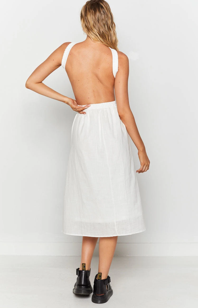 Beginning Boutique Odessa Backless Midi Dress White - Image 7