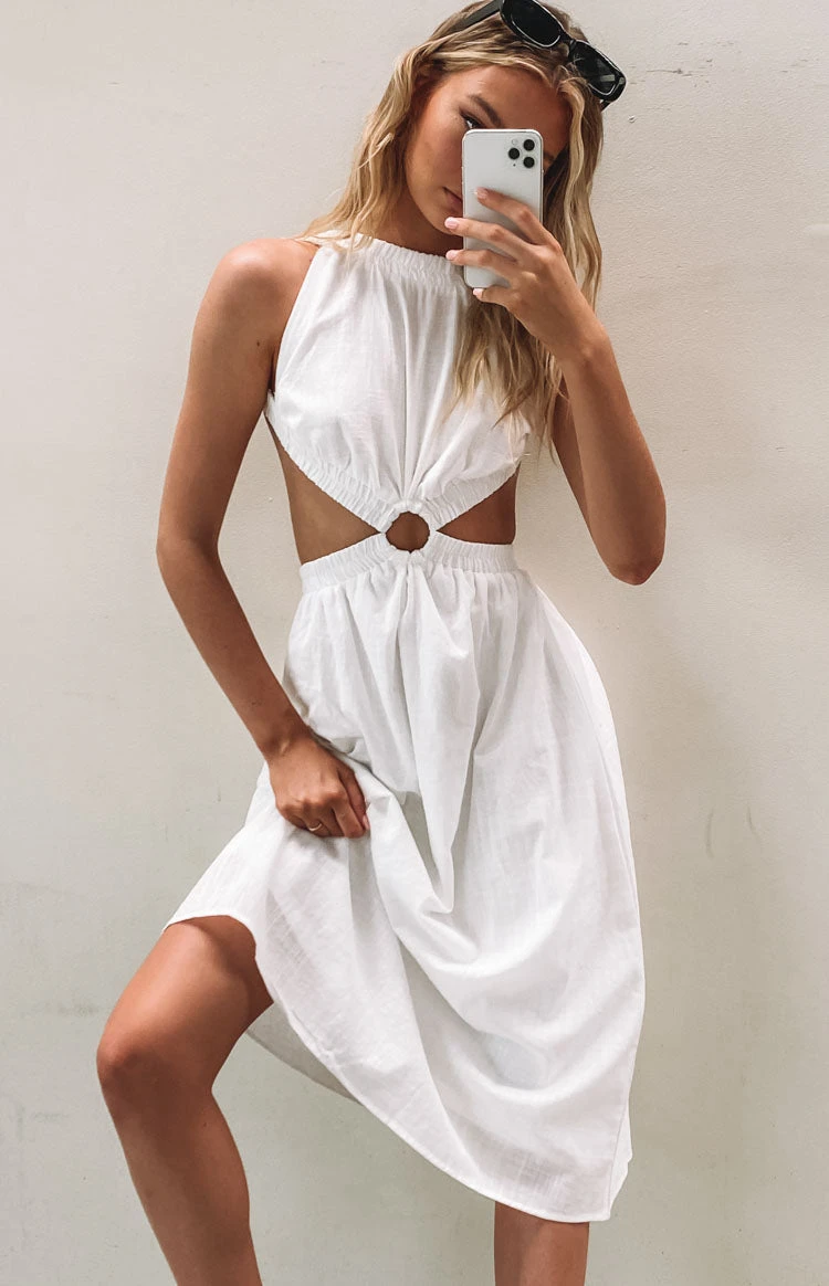 Beginning Boutique Odessa Backless Midi Dress White - Image 2