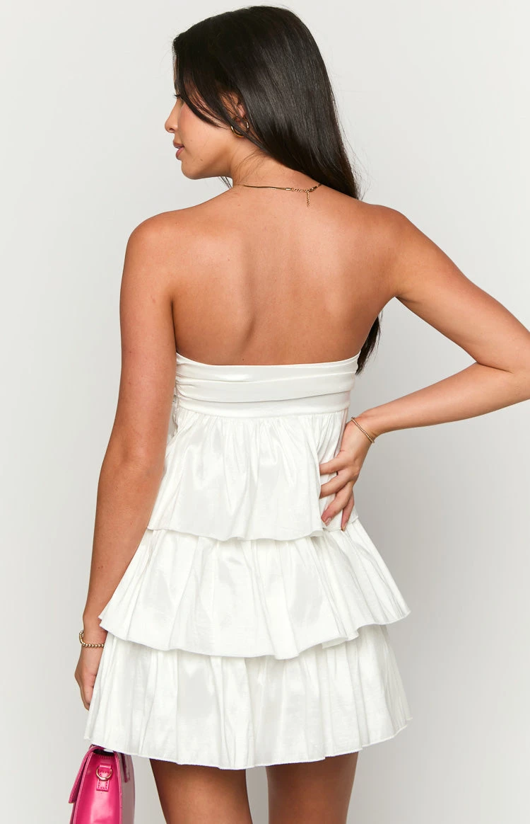One Wish White Strapless Mini Dress - Image 5