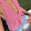Opolo Red Gingham Crop Top
