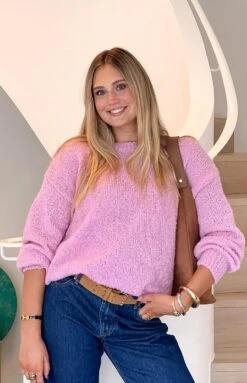 Beginning Boutique Oxford Pink Knit Sweater