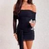 Paige Black Off The Shoulder Mini Dress