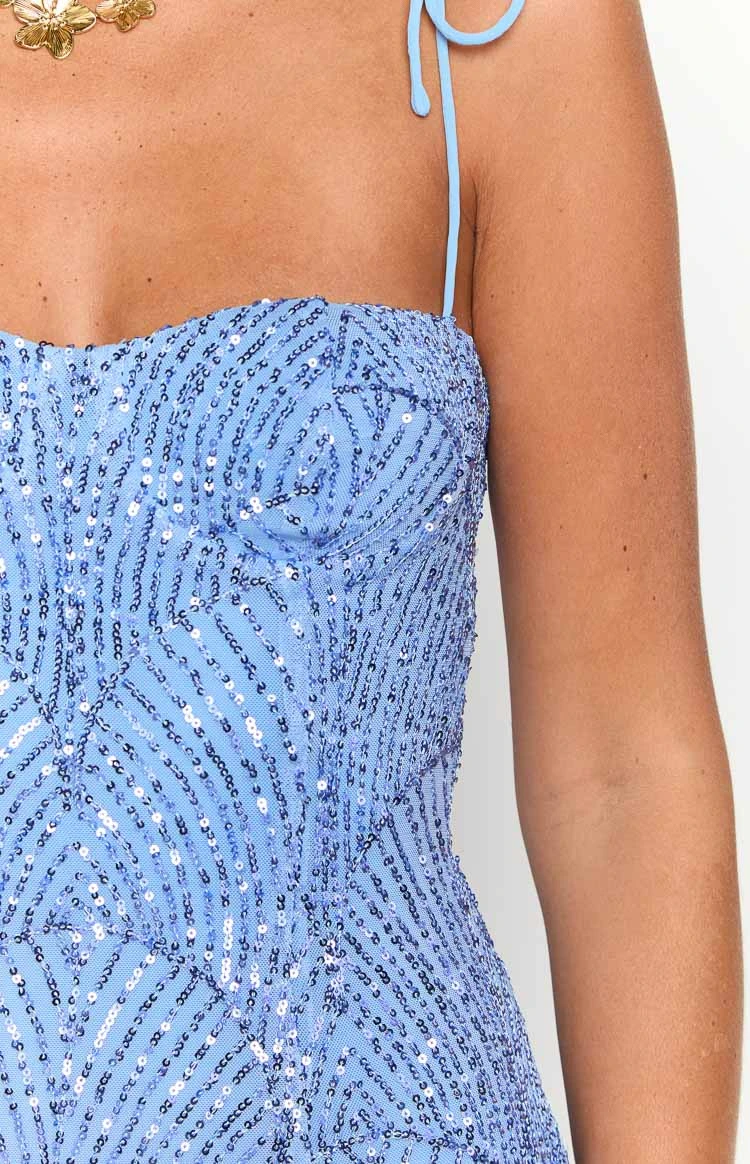 Penny Lane Light Blue Sequin Mini Dress - Image 6