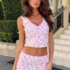 Peony Paradise Pink Lace Crop Top