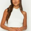 Queenie White Halter Crop Top