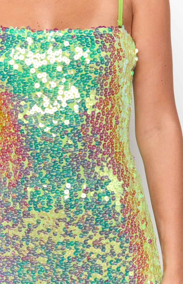 Radiant Green Sparkle Mini Dress - Image 7