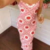 Renesmee Red Tile Print Maxi Dress