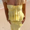 Raleigh Yellow Ruffle Strapless Top