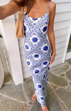 Renesmee Navy Tile Print Maxi Dress