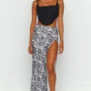 Beginning Boutique Rihannon Black Print Midi Skirt