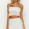 Roaslie White Strapless Crop Top