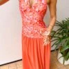 Roxanne Orange Floral Maxi Dress