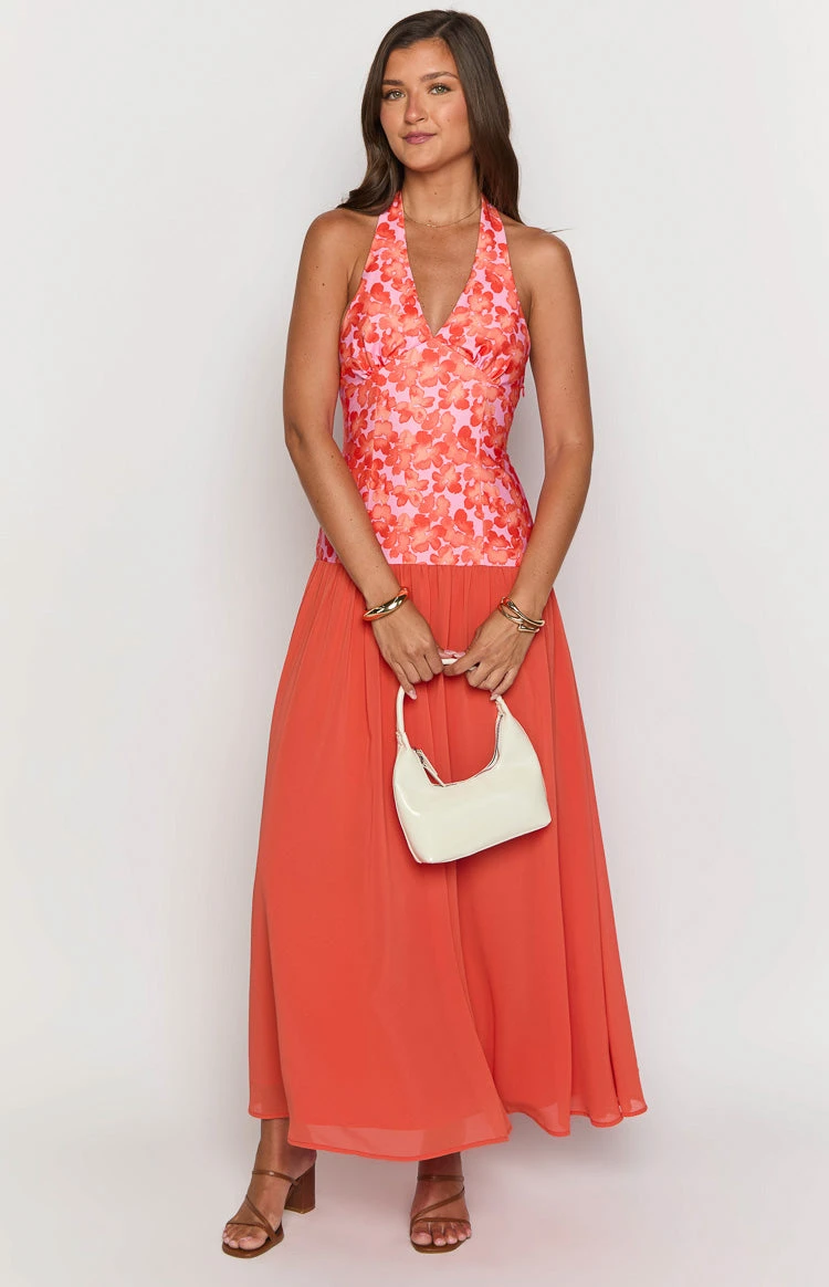 Roxanne Orange Floral Maxi Dress - Image 2