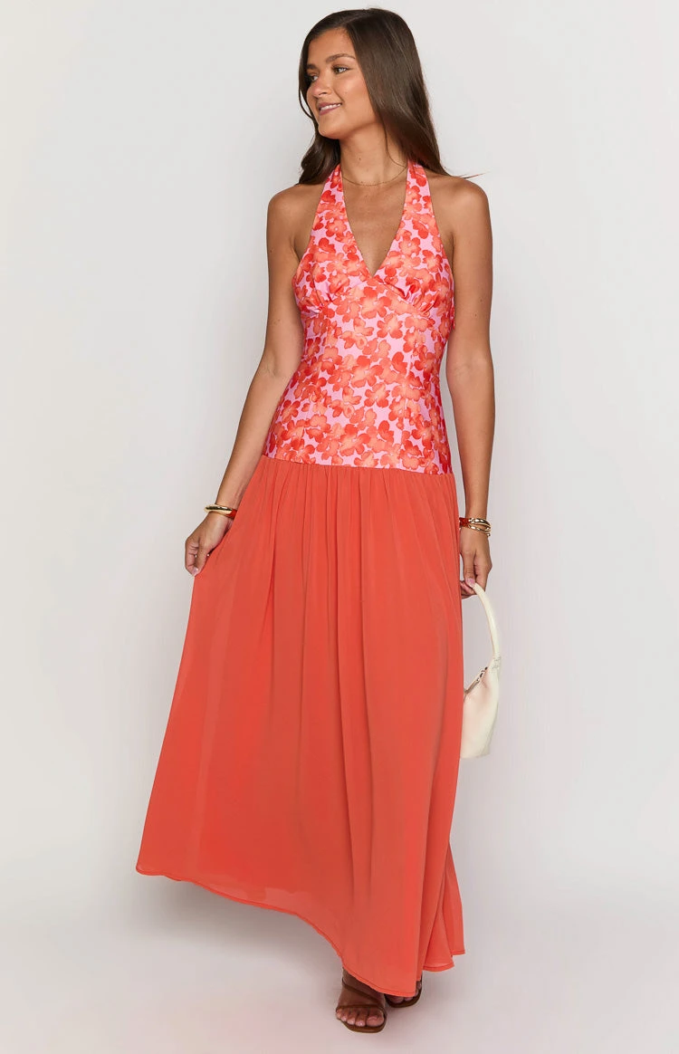 Roxanne Orange Floral Maxi Dress - Image 3