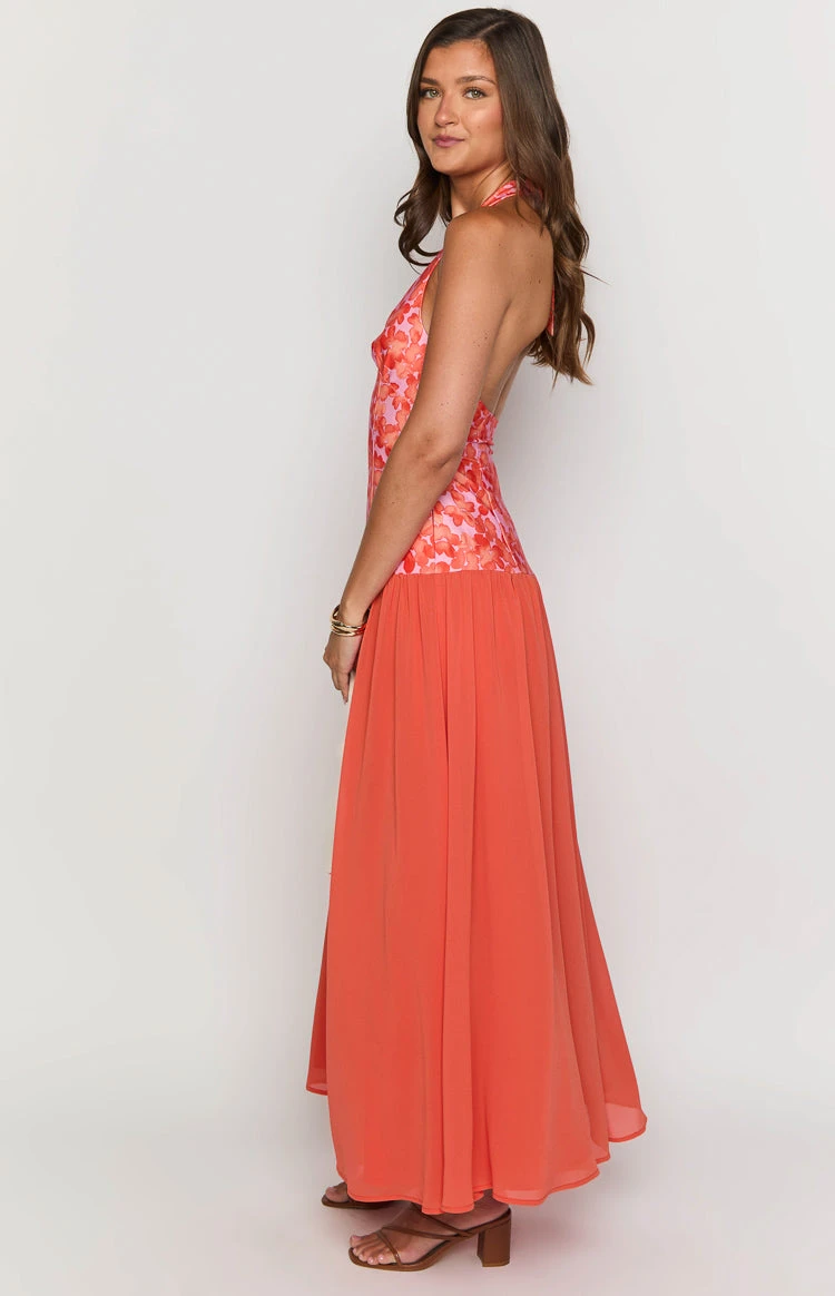 Roxanne Orange Floral Maxi Dress - Image 4