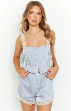 Ryleigh Blue Satin Sleep Short