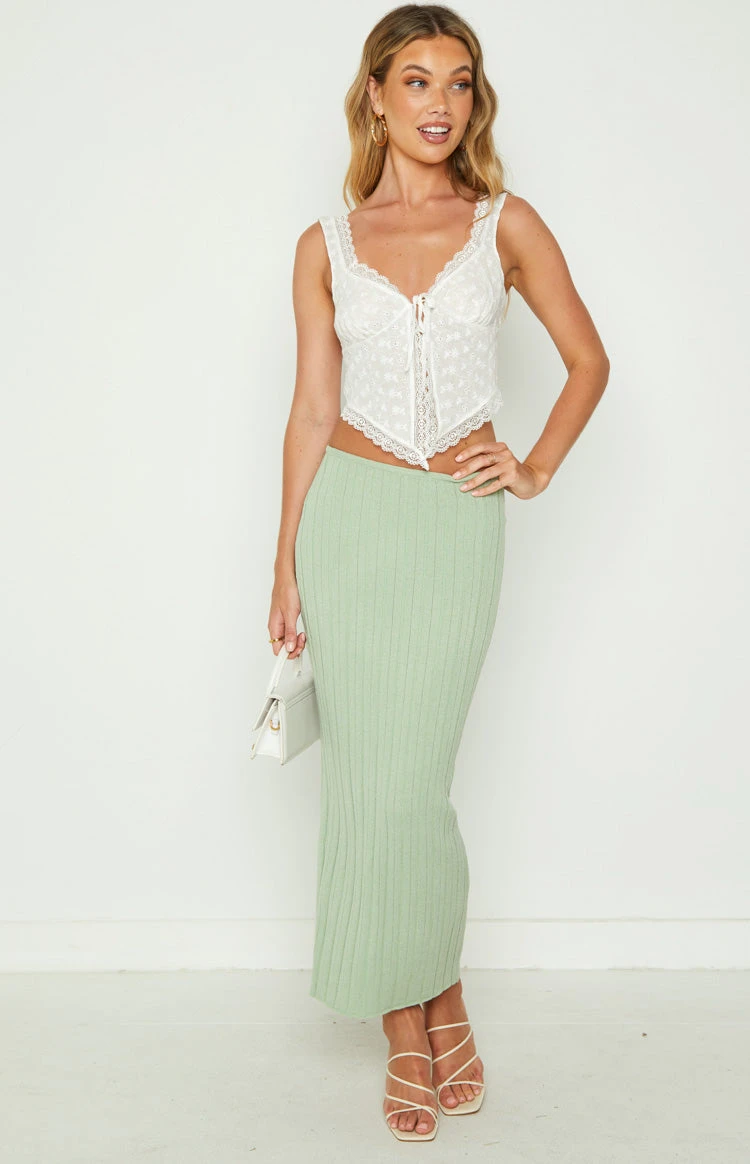 SNDYS Baha Sage Ribbed Midi Skirt - Image 8