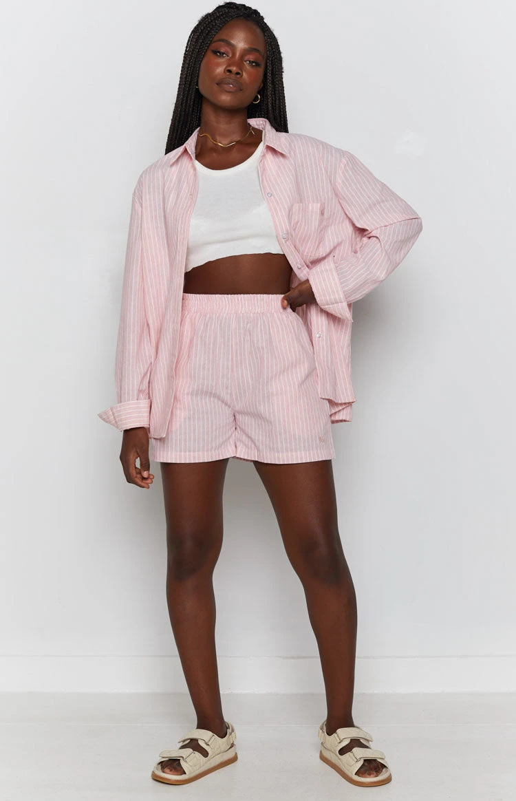 The Sarah Shorts Pink Pinstripe - Image 5