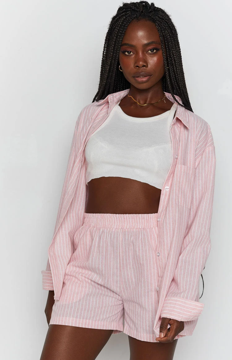 The Sarah Shorts Pink Pinstripe - Image 6