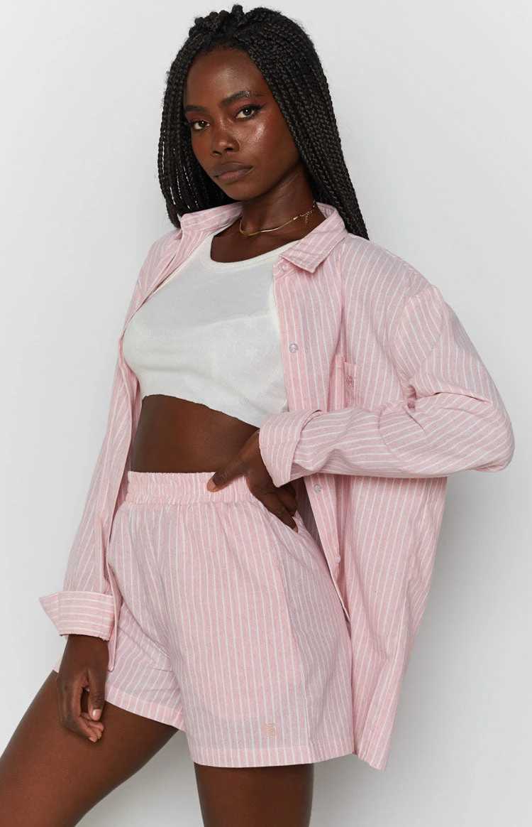The Sarah Shorts Pink Pinstripe - Image 4