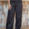 Satin Sapphire Black Cargo Pants