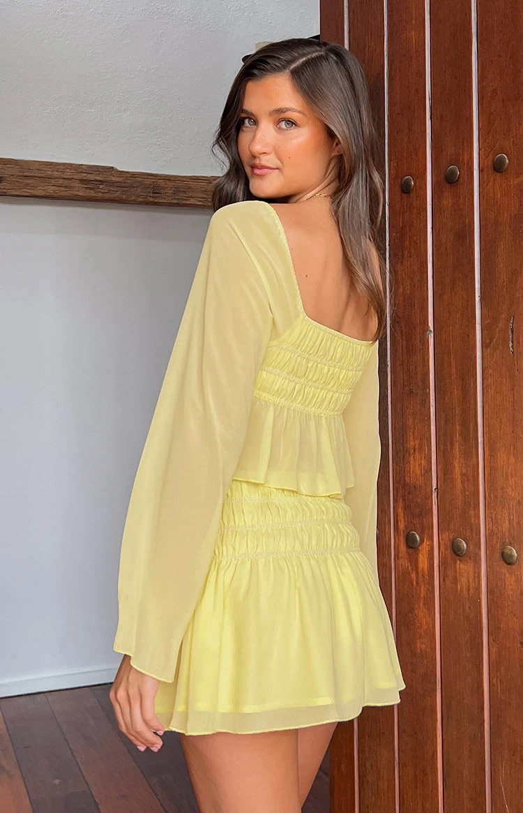 Sean Yellow Chiffon Mini Skirt - Image 8