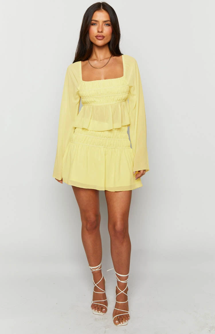 Sean Yellow Chiffon Mini Skirt - Image 10