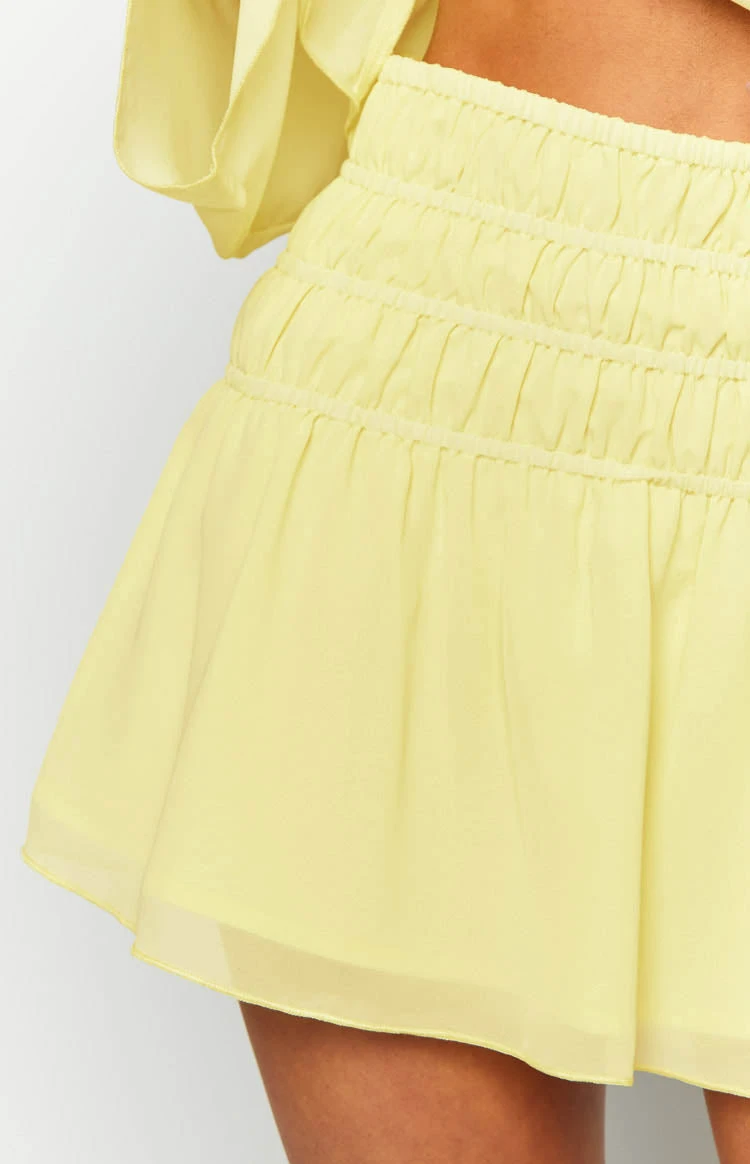 Sean Yellow Chiffon Mini Skirt - Image 14