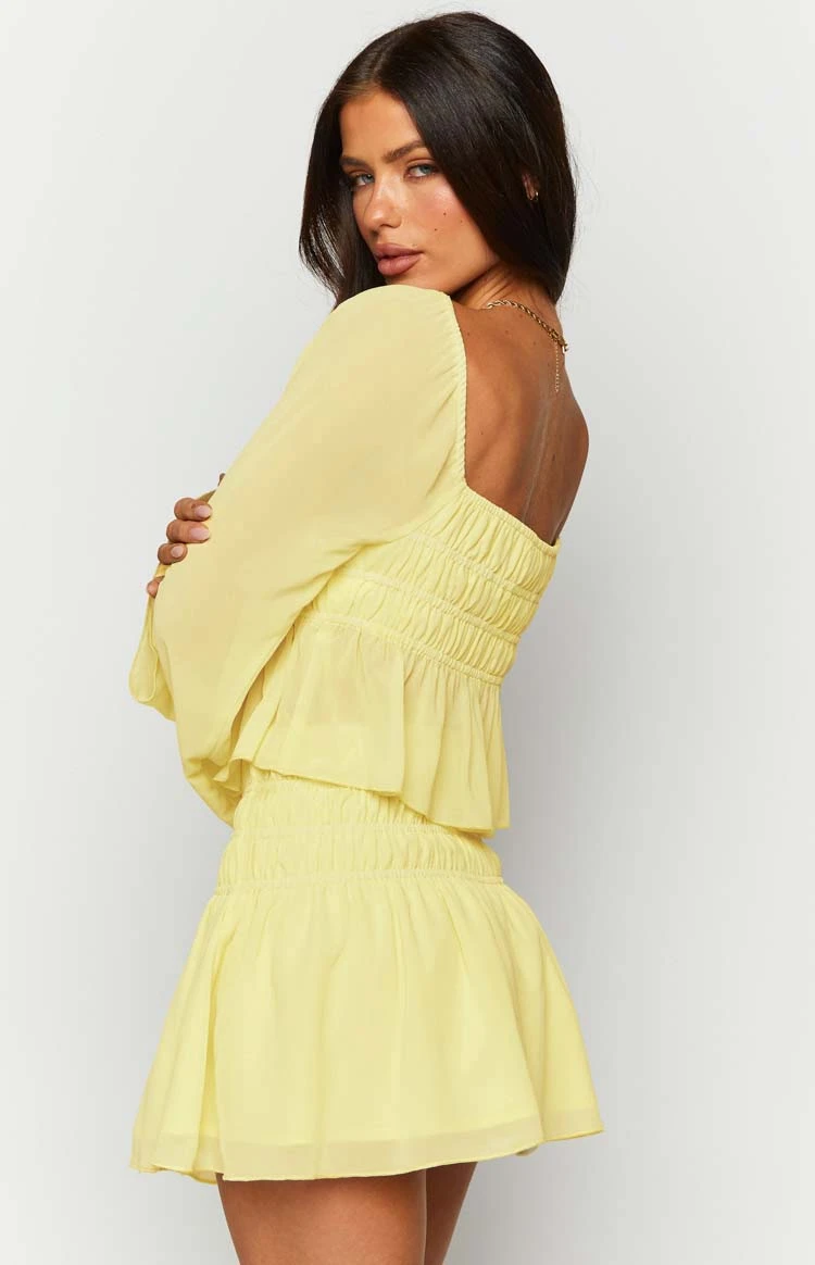 Sean Yellow Chiffon Mini Skirt - Image 13