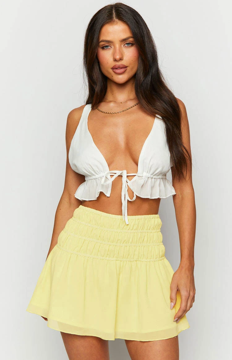 Sean Yellow Chiffon Mini Skirt - Image 6