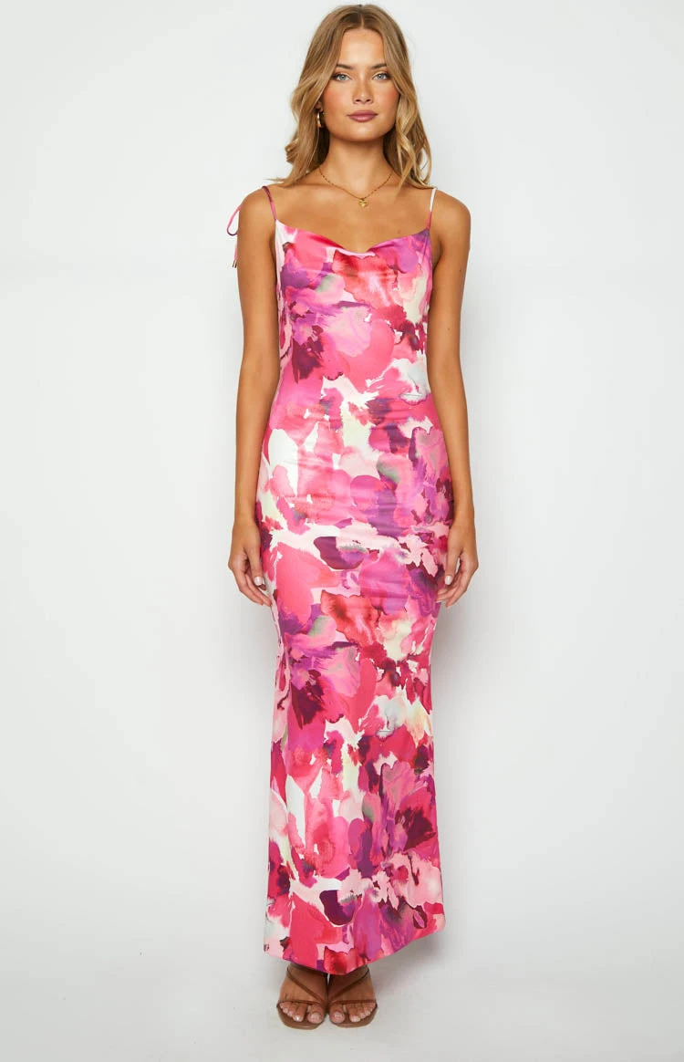 Selena Pink Print Maxi Dress - Image 2